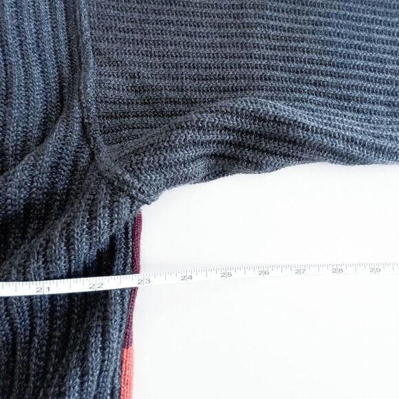 Brocca Mens Mock Neck 1/4 Zip Ribbed Knit Sweater Color Block Wool Size 56 - Picture 6 of 7